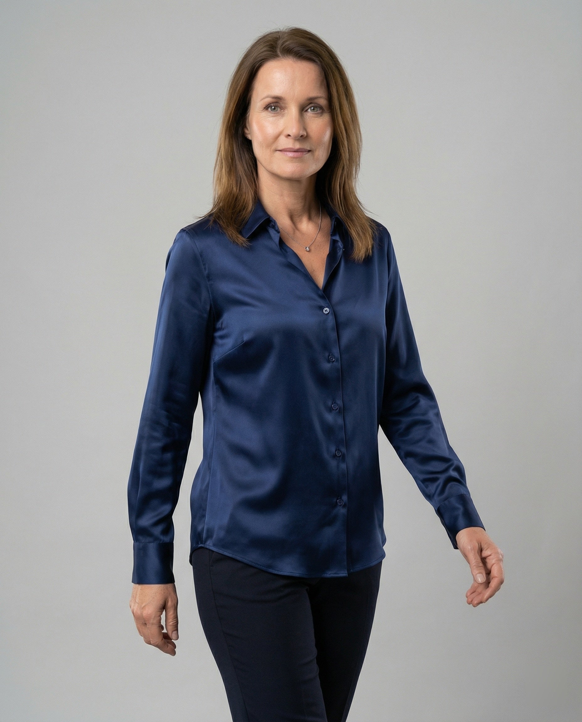 Bluse Damen Satin Seidig