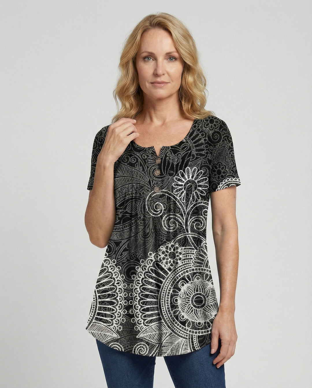 Damen Tunika Damen U-Ausschnitt Print