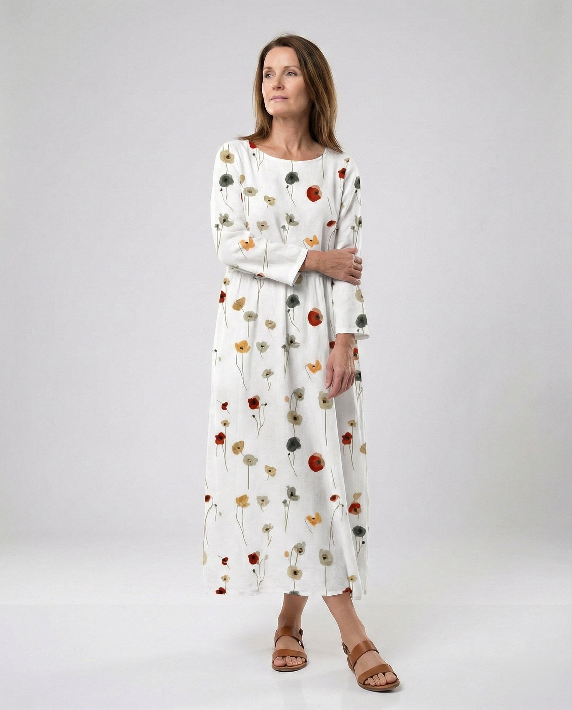 Damen Maxikleid floral mit Taschen