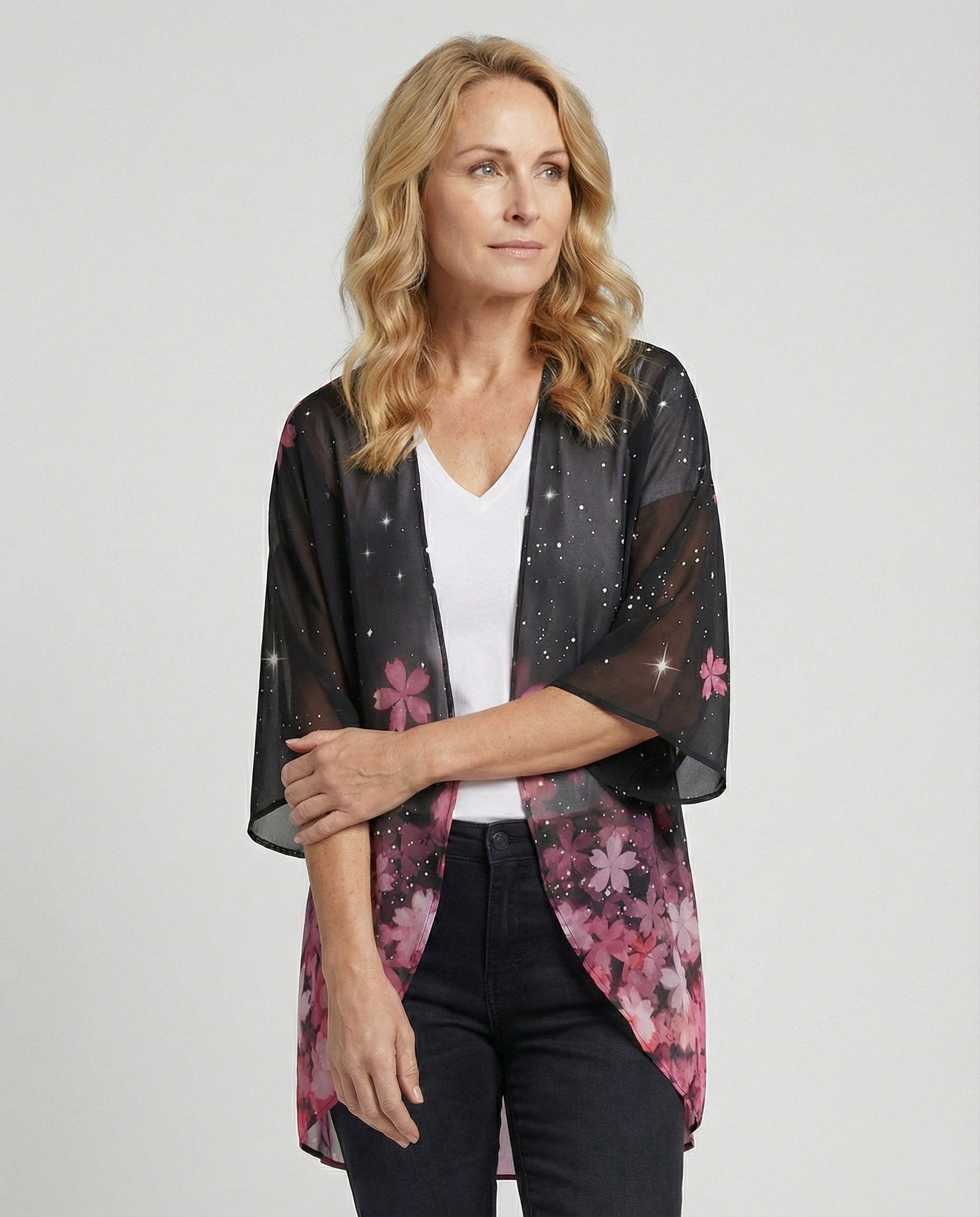 Offener Kimono Damen Floral