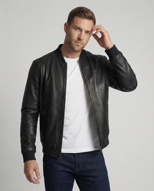 Herren Lederoptik Bomberjacke