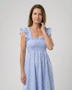 Damen Vichy Maxikleid mit Smokoberteil