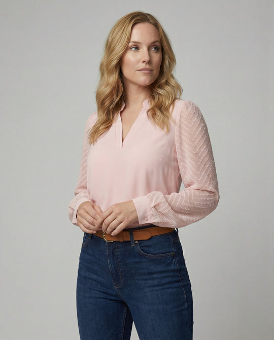 Elegante Chiffon-Bluse mit V-Ausschnitt