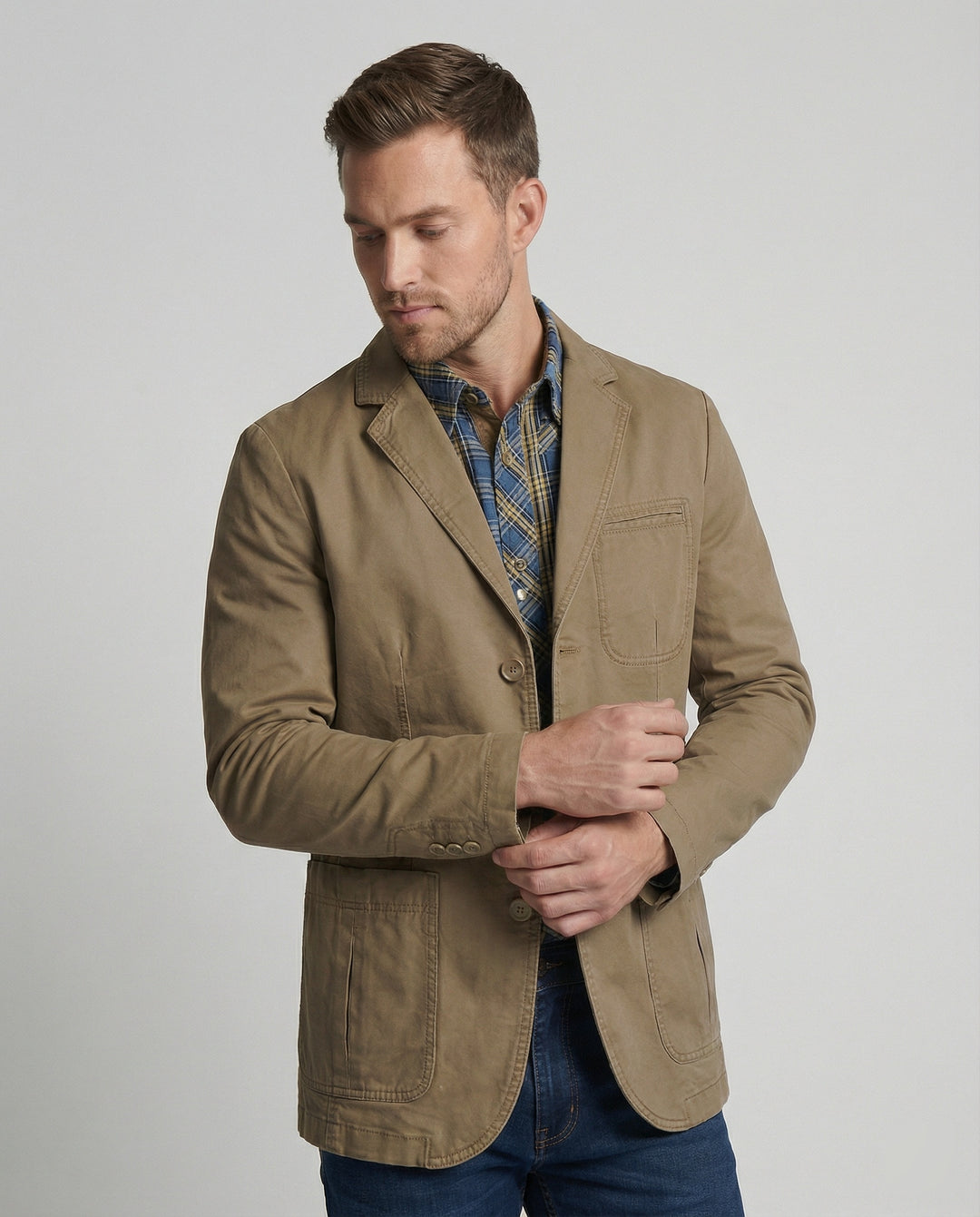 Herren Blazer Herren Baumwolle leger