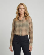 Damen Karierte Chiffonbluse mit lockerem Schnitt