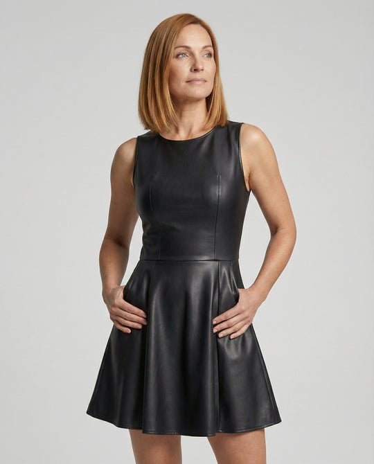 Damen Lederkleid mit schwingendem Rock