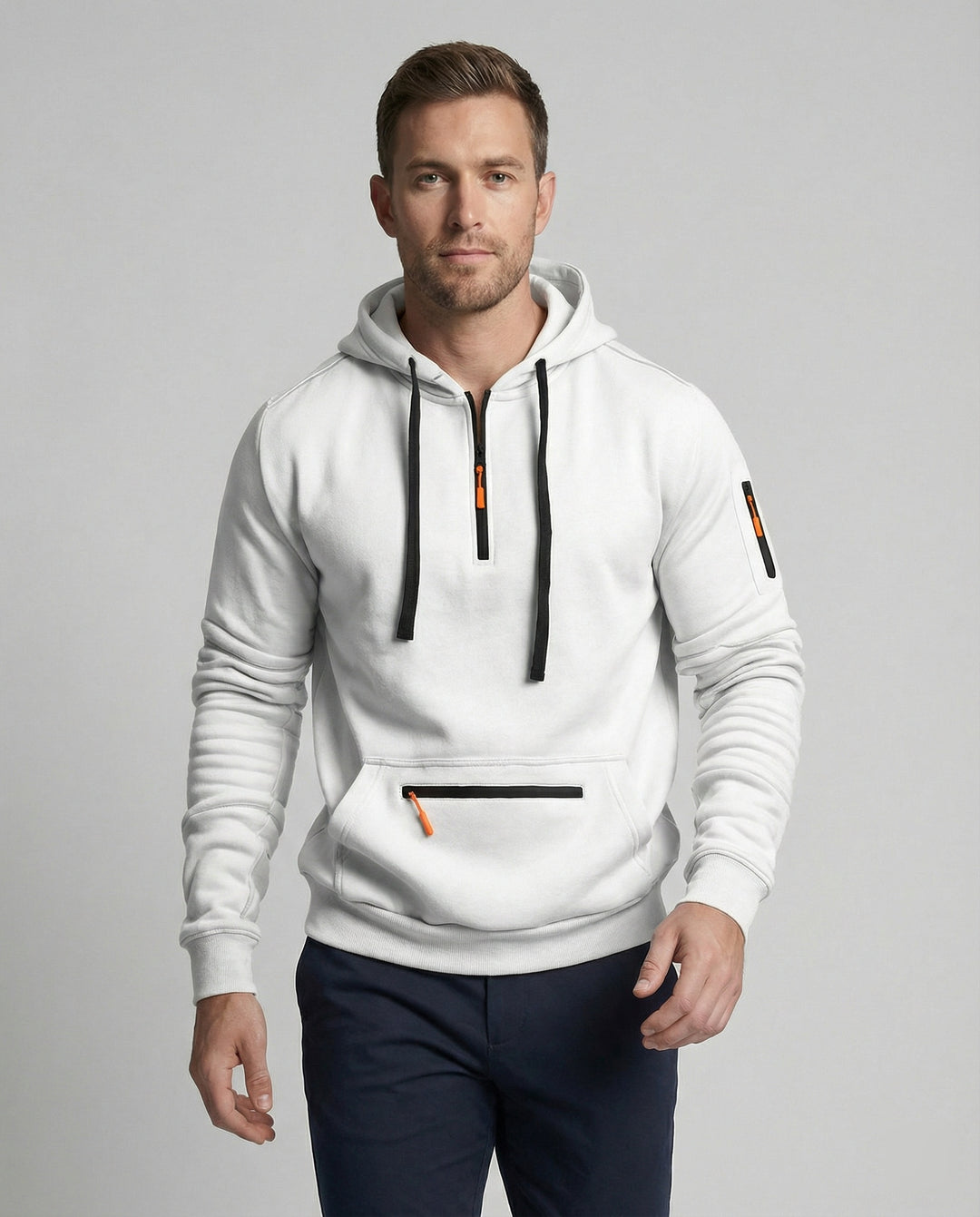 Herren sportlicher Hoodie mit praktischen Reißverschlusstaschen und verstellbarem Kapuzenzug R&B