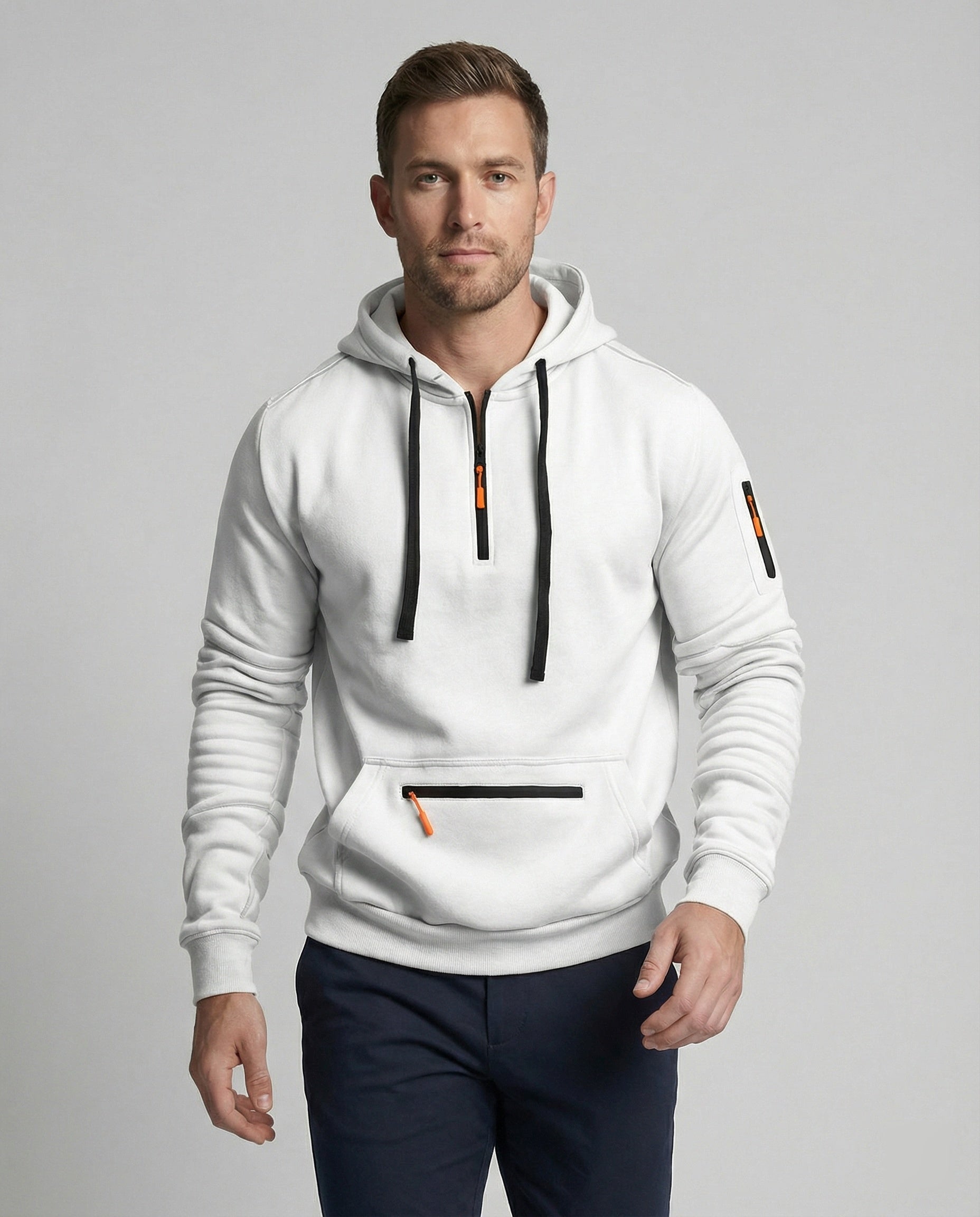 Herren sportlicher Hoodie mit praktischen Reißverschlusstaschen und verstellbarem Kapuzenzug