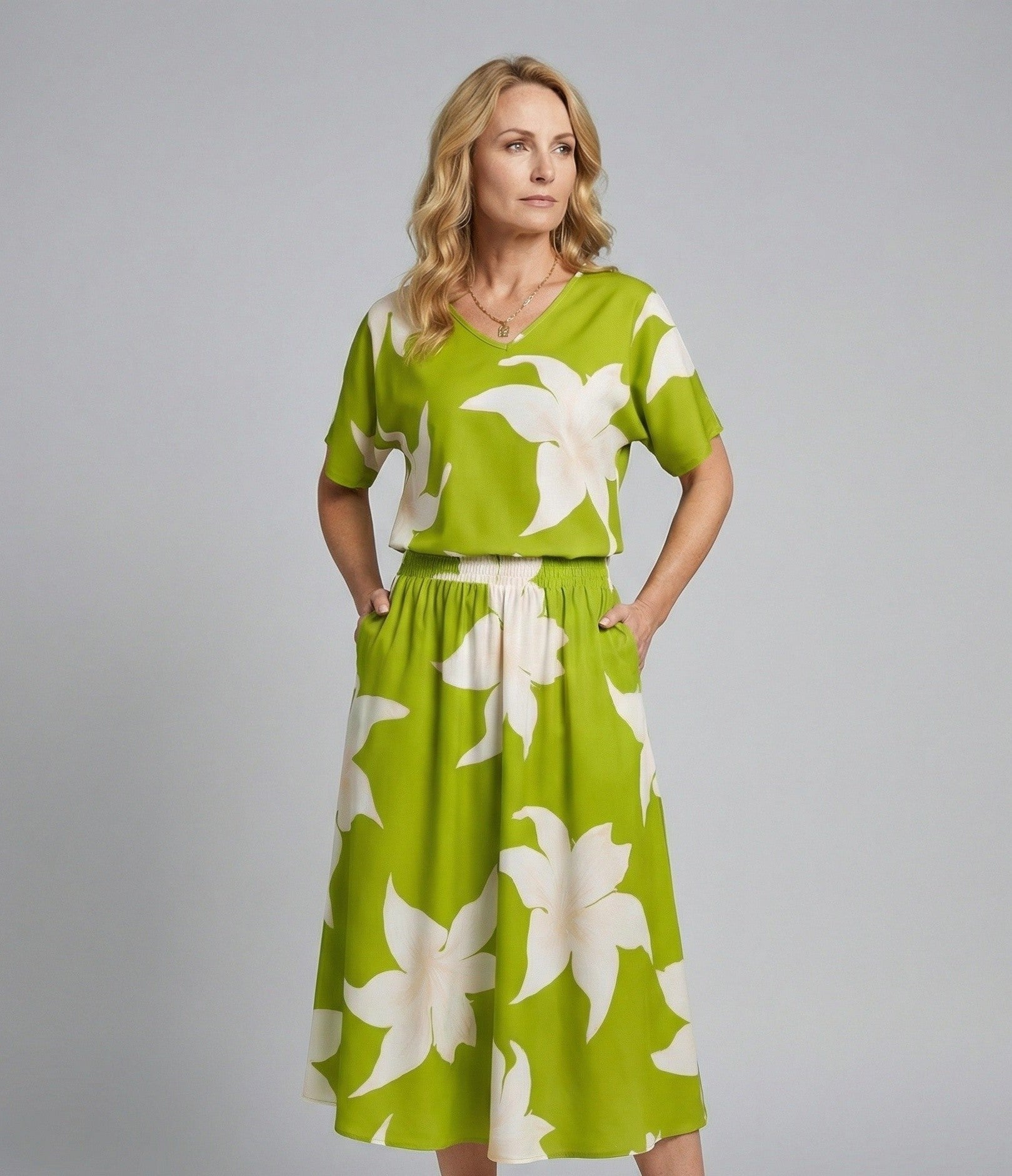 Damen Zweiteiler Set Sommer Floral