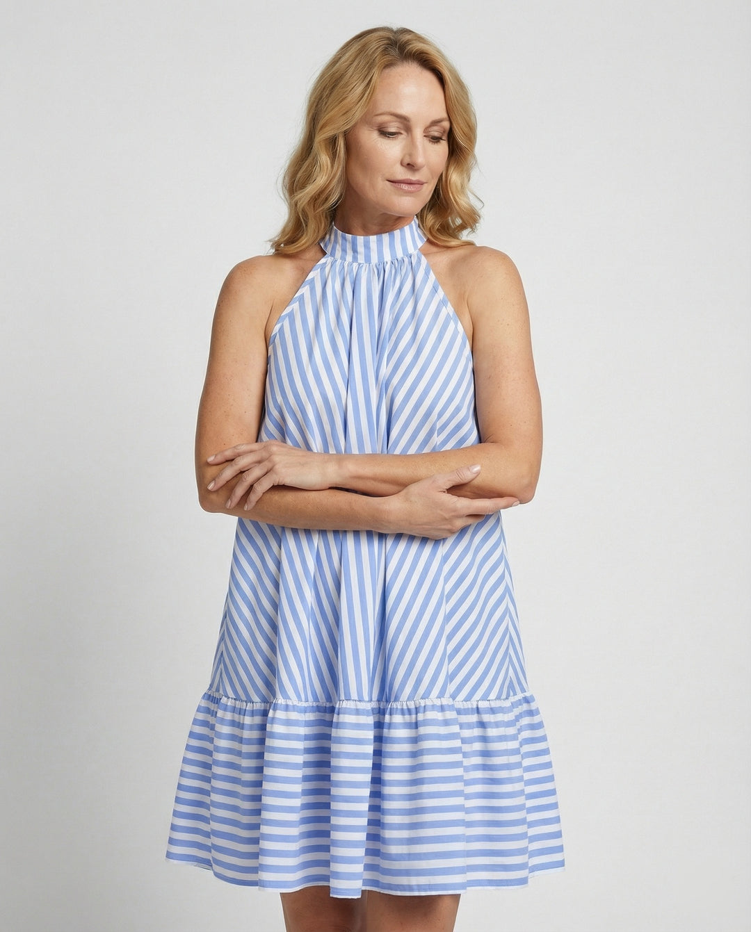 Neckholder Kleid Mit Volant Damen