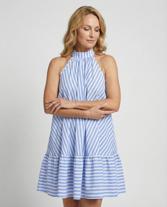 Neckholder Kleid Mit Volant Damen