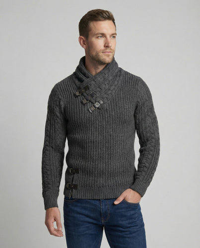 Stylischer Asymmetrischer Strickpullover Herren