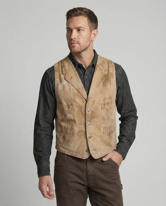 Herren Bikerjacke Lederweste