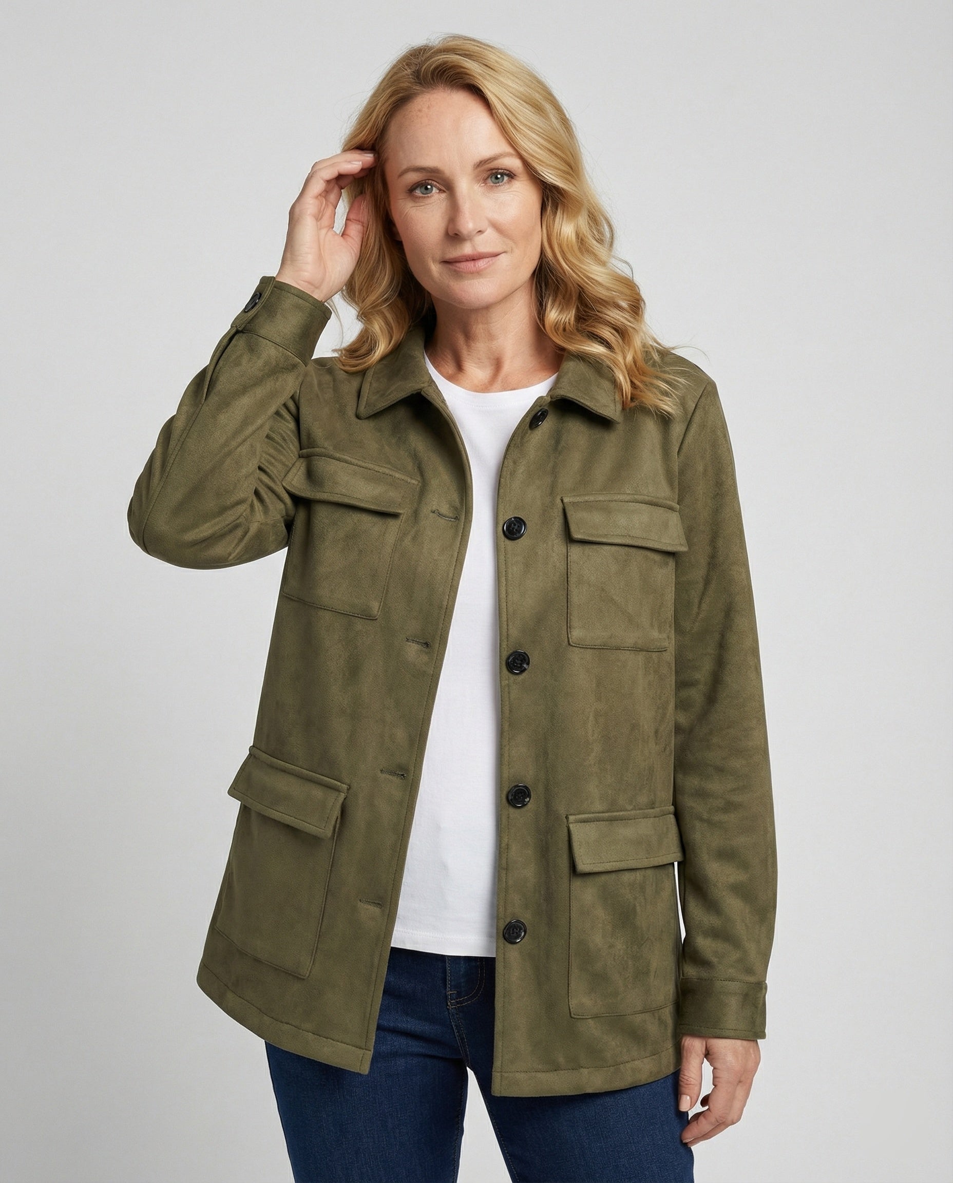Damen Utility-Jacke aus Veloursleder