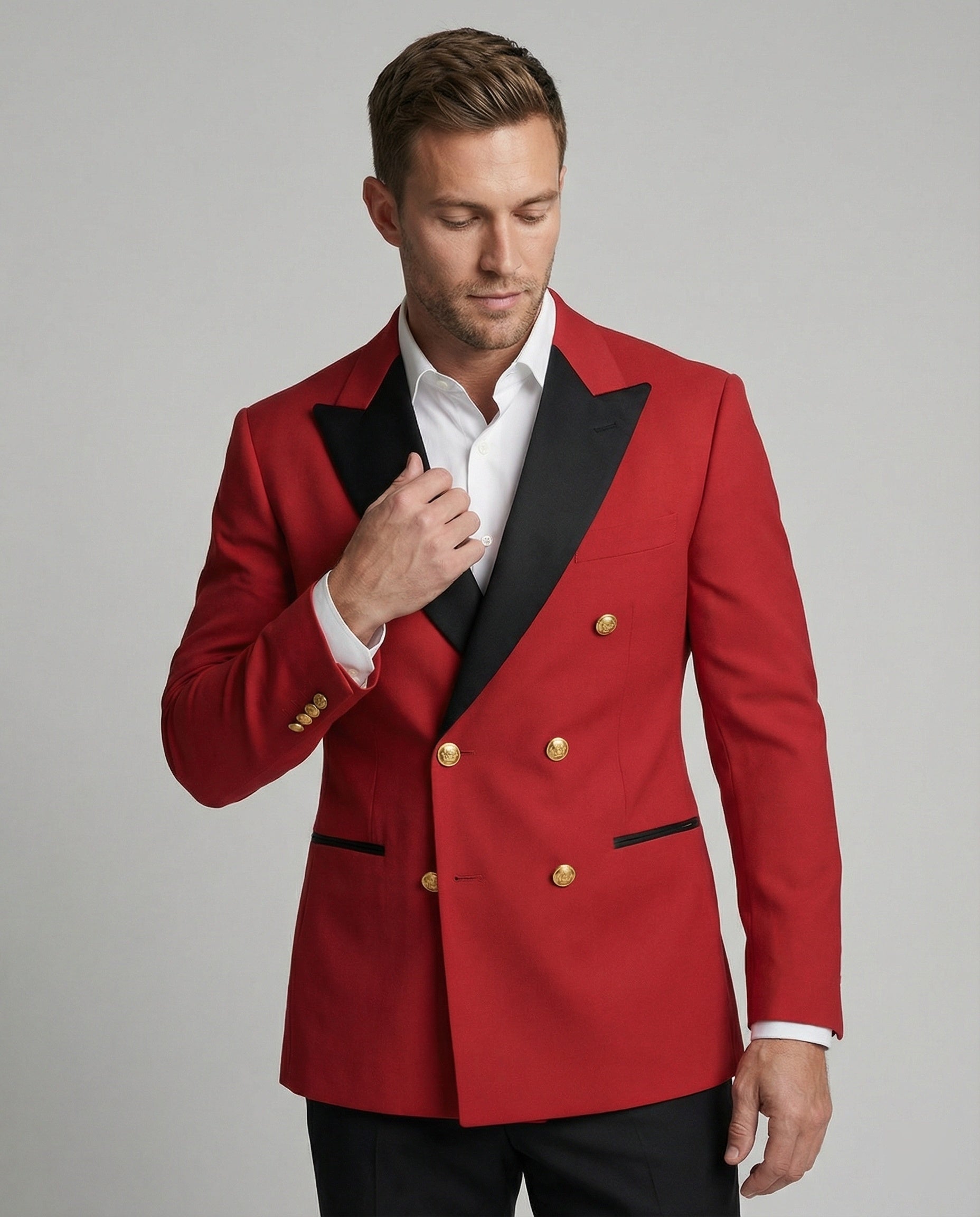 Herren Doppelreiher Blazer – eleganter Blazer für Herren mit goldenen Knöpfen