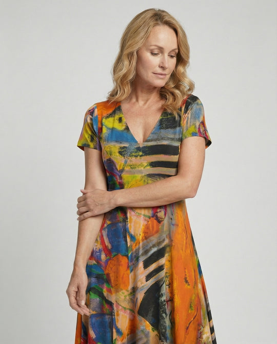 Freizeitkleid Damen Midikleid Tellerrock