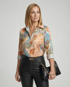 Hemdbluse Seidenoptik Damen Floral