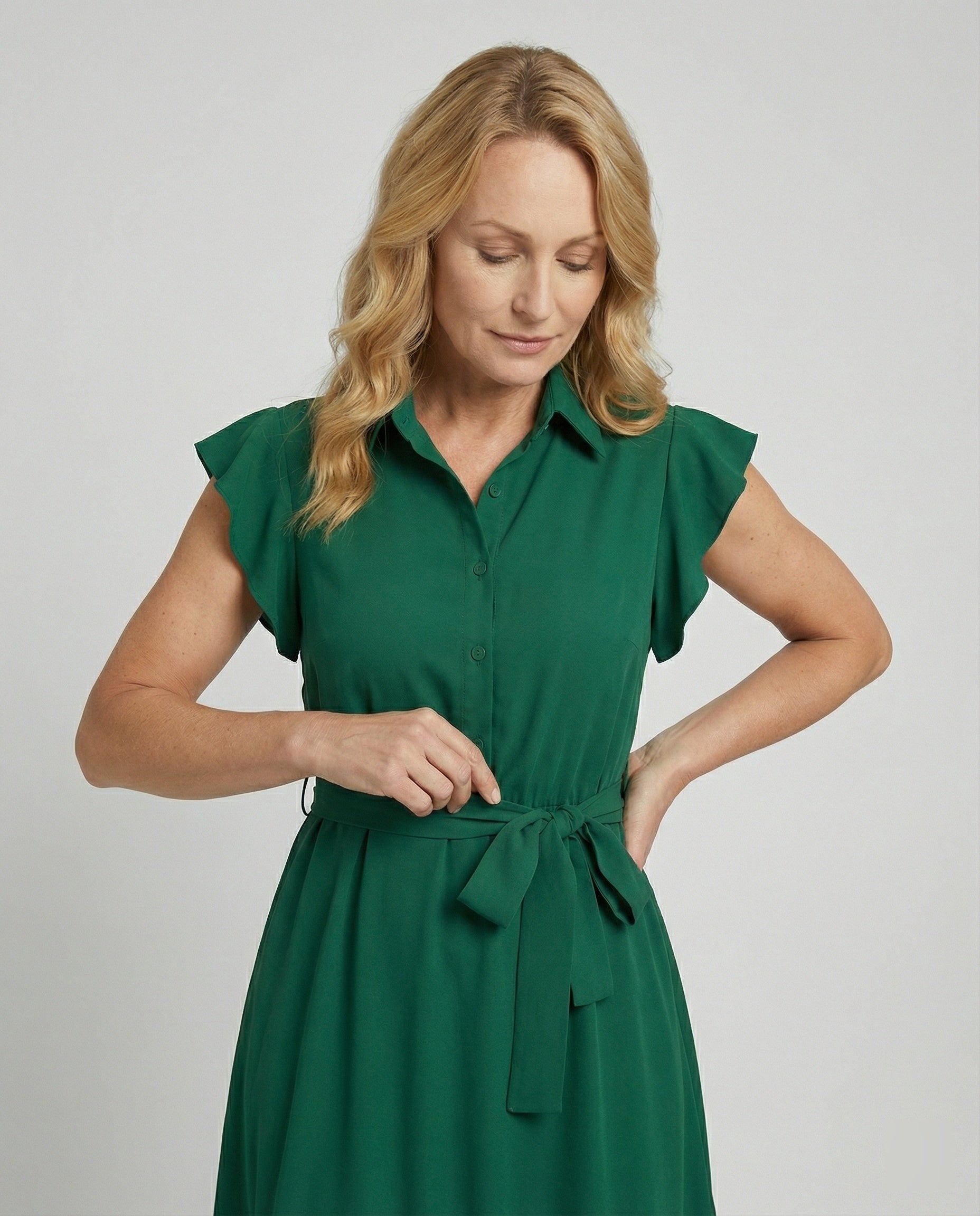 Damen Midikleid elegant mit Stehkragen