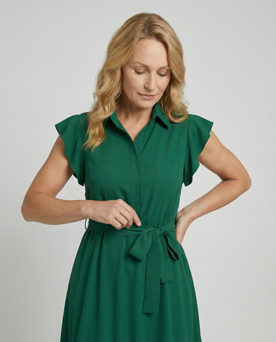 Damen Midikleid elegant mit Stehkragen
