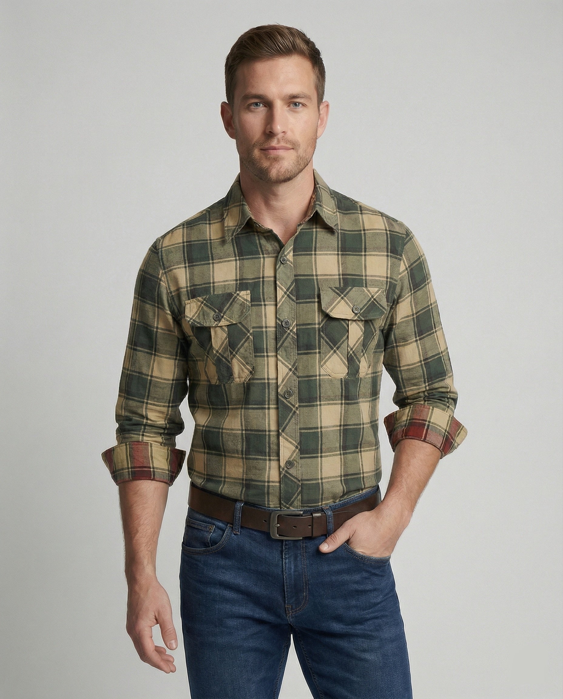 Herren Langarmhemd Herren Flanell