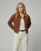 Damen Baumwollcordjacke mit Taschen und Knopfverschluss R&B