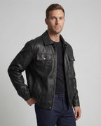 Herren Kunstleder Hemdjacke