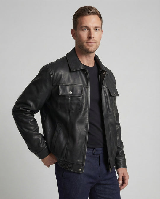 Herren Kunstleder Hemdjacke