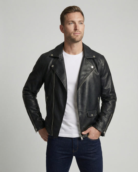 Herren Nappaleder Motorradjacke