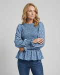 Bluse Damen Peplum Gesmokt