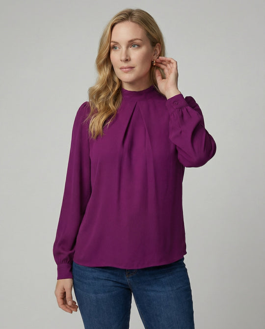 Damen elegante Bluse mit Stehkragen R&B
