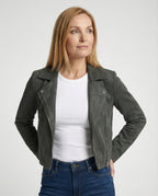 Braune Lederjacke Damen Wildlederoptik