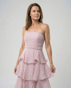 Damen Bandeau Maxikleid mit Volants