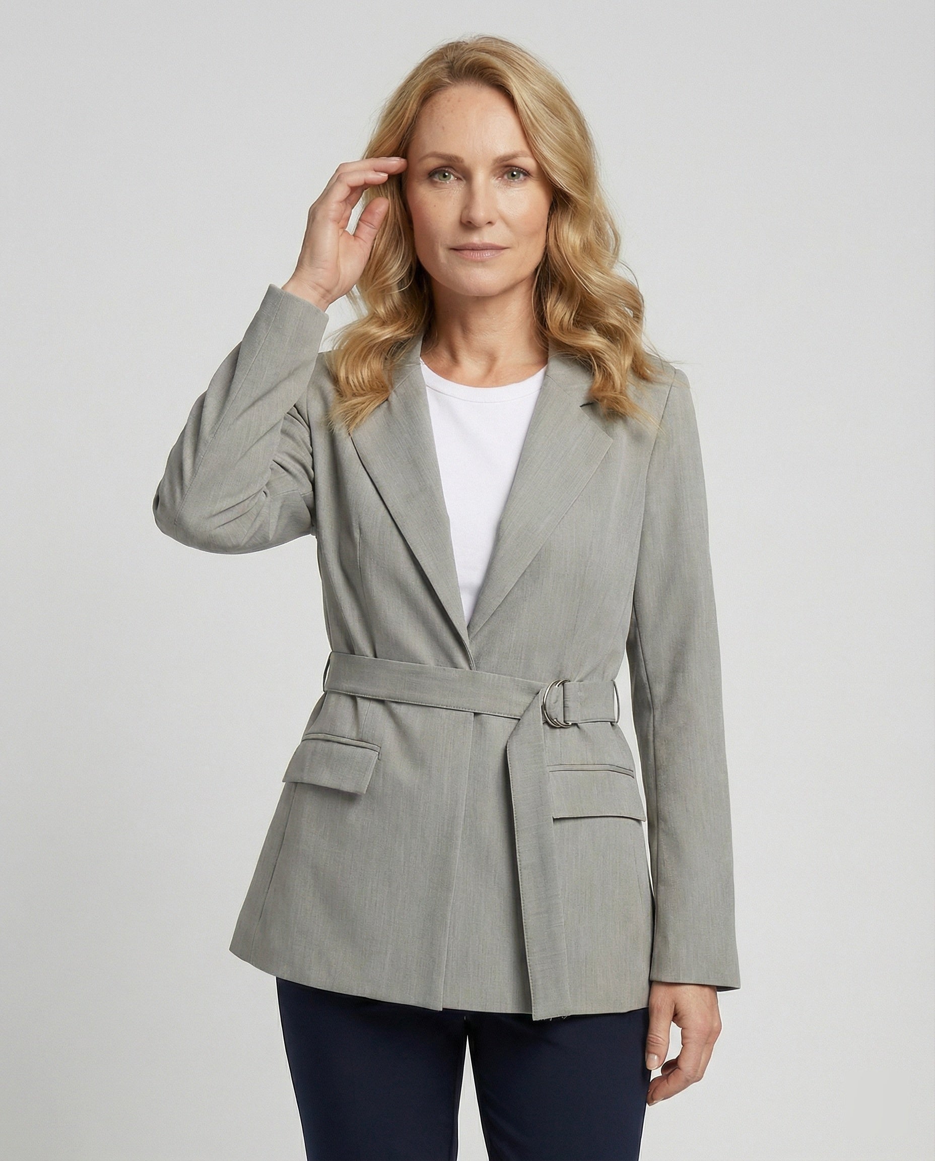 Taillierter Blazer Mit Bindegürtel Damen