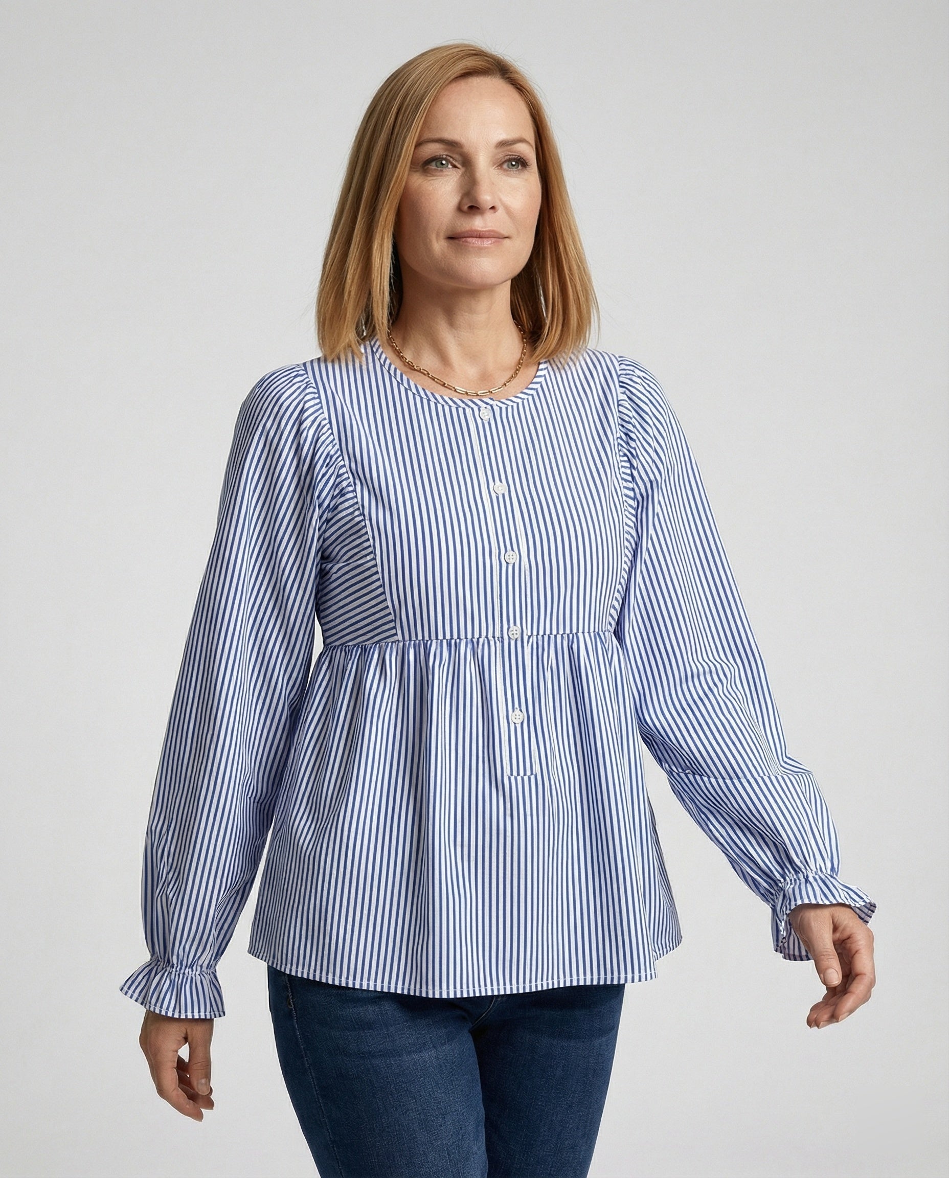 Damen Bluse Babydoll Streifen