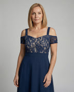 Damen Abendkleid Spitze Chiffon lang