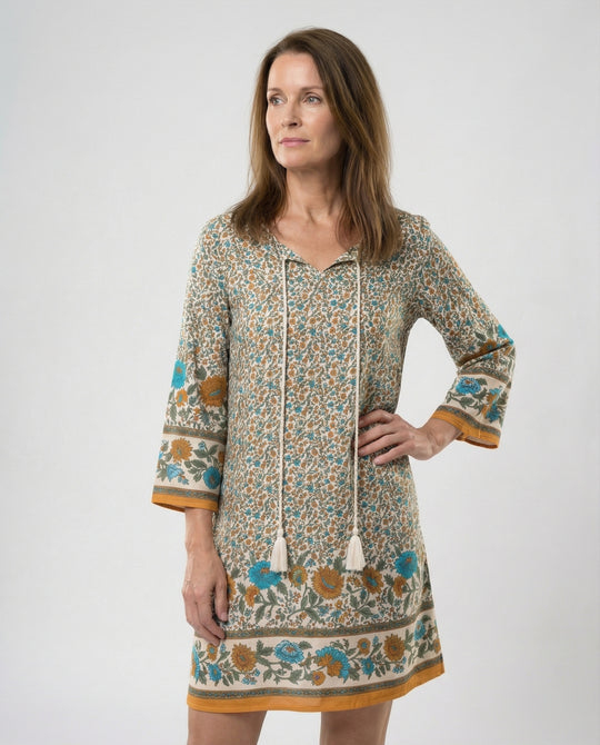 Kurzes Tunika Kleid Damen Floral