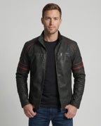 Herren Biker Lederjacke mit Steppung