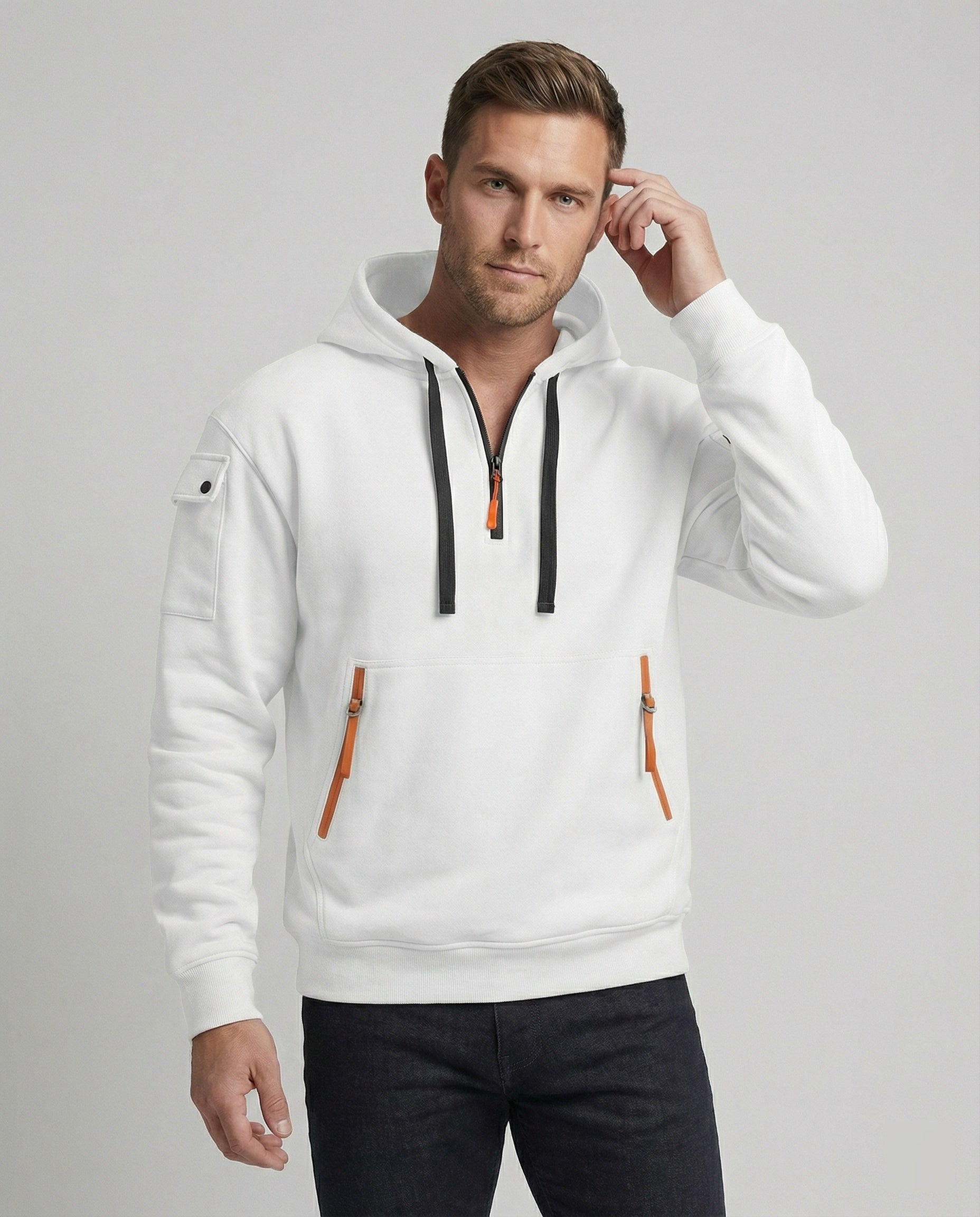 R&B | Stylischer Alltags-Herren-Hoodie mit Halb-Zip-Design