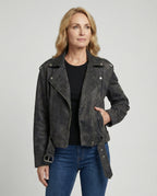 Damen Lederjacke Wildlederoptik kurz