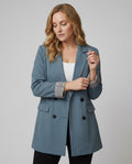 Damen Doppelreihiger Blazer mit kontrastierenden Ärmelaufschlägen R&B