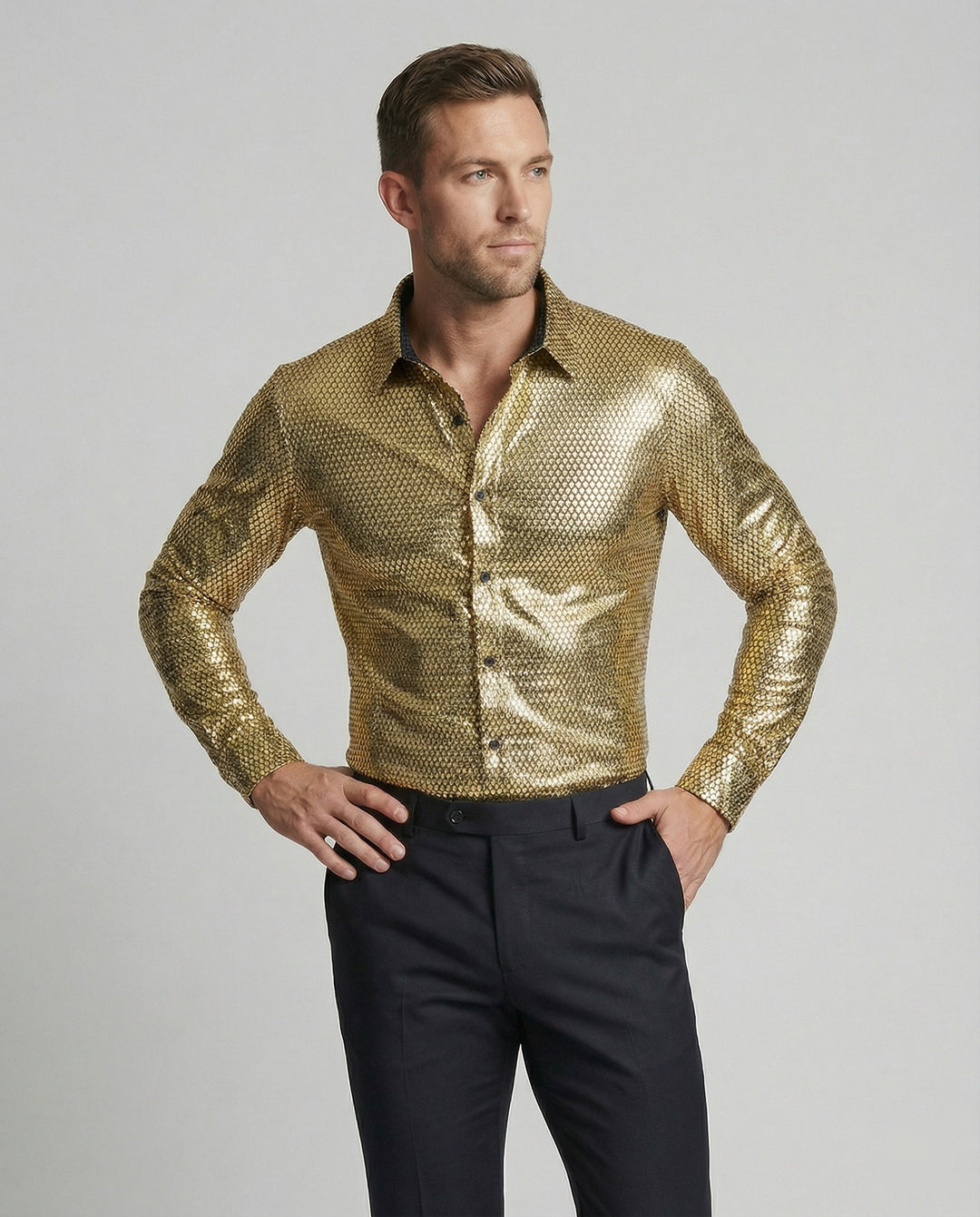 Herren Hemd mit glanzvollem Wabenmuster R&B