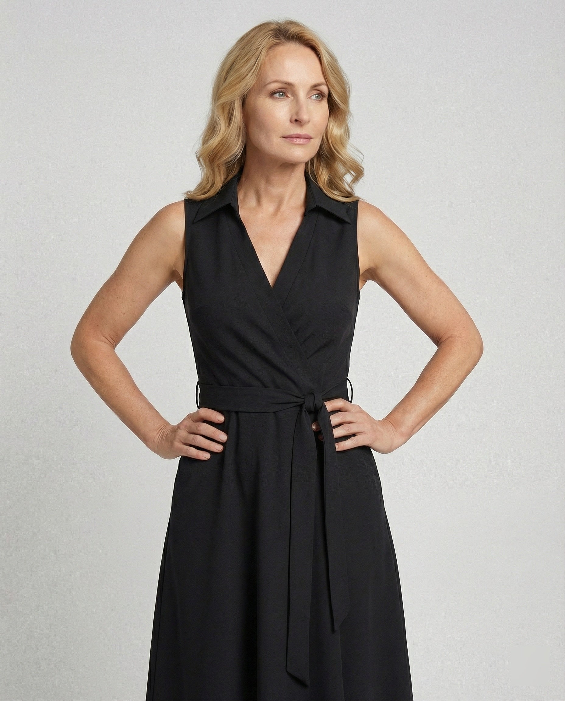 Damen Wickelkleid Freizeitkleid mit Gürtel