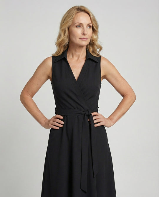 Damen Wickelkleid Freizeitkleid mit Gürtel