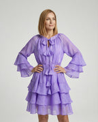 Freizeitkleid Damen Chiffon Volantkleid