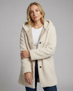 R&B | Teddy Mantel - Oversized Fit - Mit Kapuze - Knopfverschluss - Mittellang