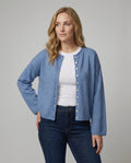 Damen Strickjacke kurz aus Baumwolle mit Knöpfen