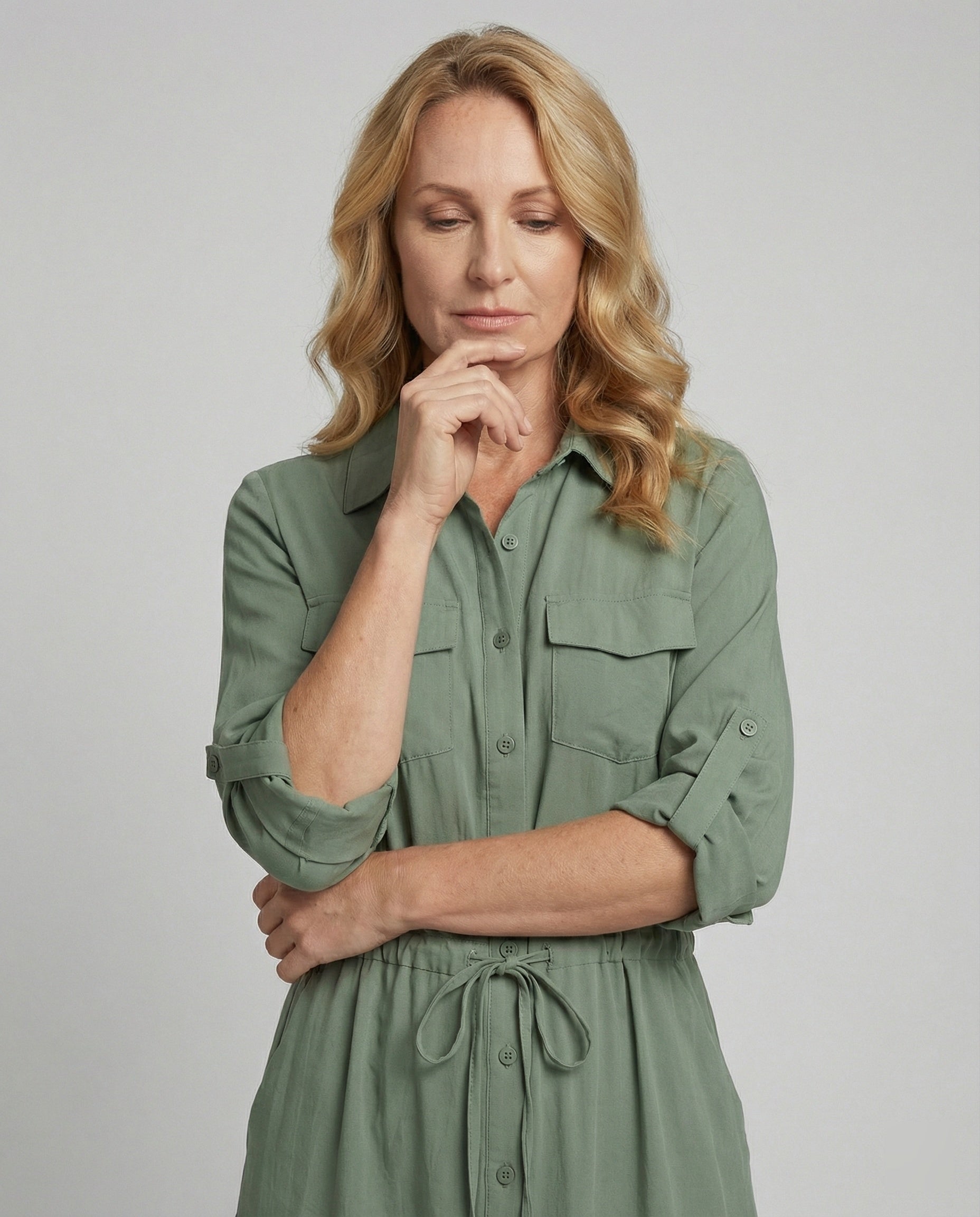 Damen Hemdblusenkleid mit Kordelzug