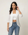 Damen Elegante Blazerjacke mit Lochmuster und tailliertem Schnitt R&B
