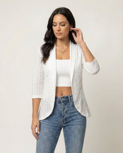 Damen Elegante Blazerjacke mit Lochmuster und tailliertem Schnitt R&B