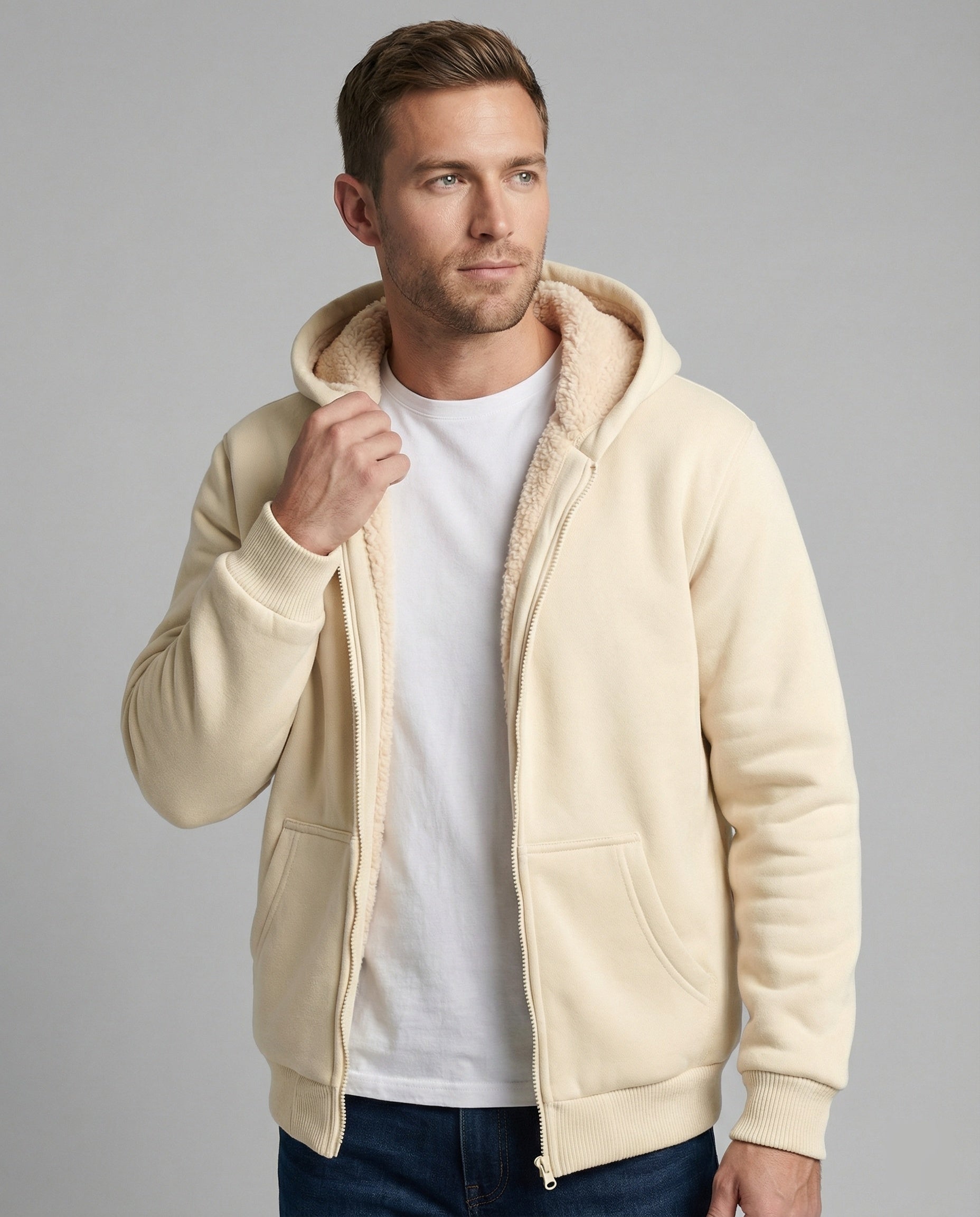 R&B | Warmer Fleecegefütterter Winterhoodie für Herren
